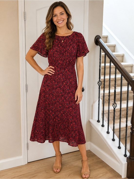 bobeau Dresses & Skirts - Bobeau Women’s Large Floral Midi Dress NWOT | Button Back | Boho Cottagecore